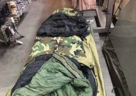 Cot and sleeping bag