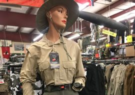 Dummy model wearing military gear
